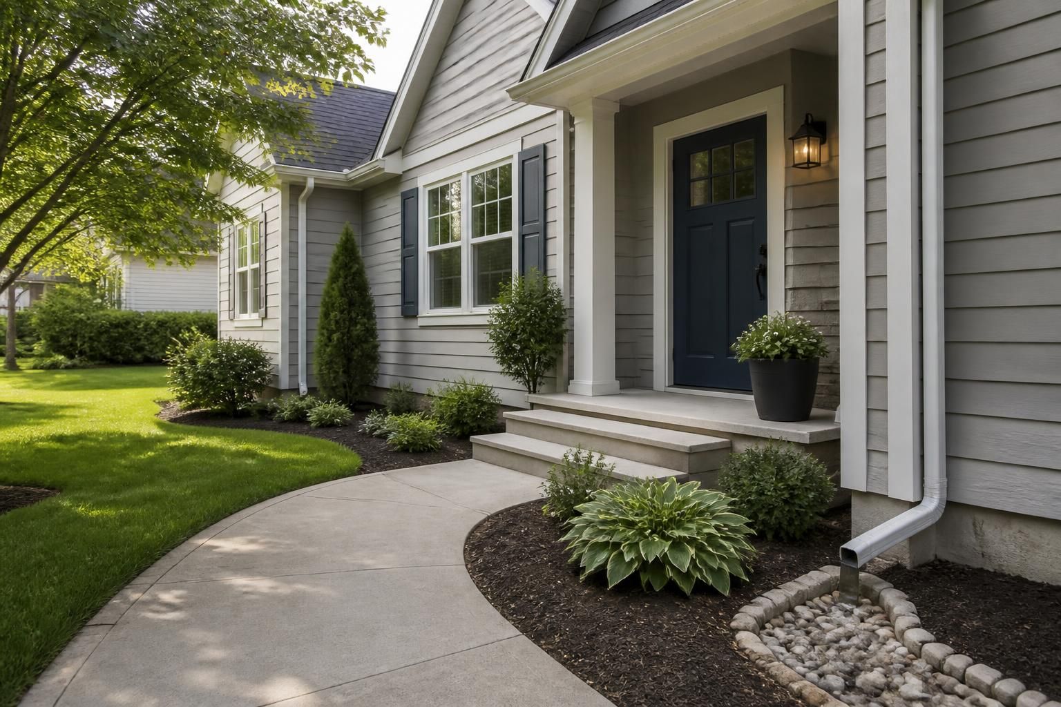 Well-kept home exterior with a clean, finished front entry.